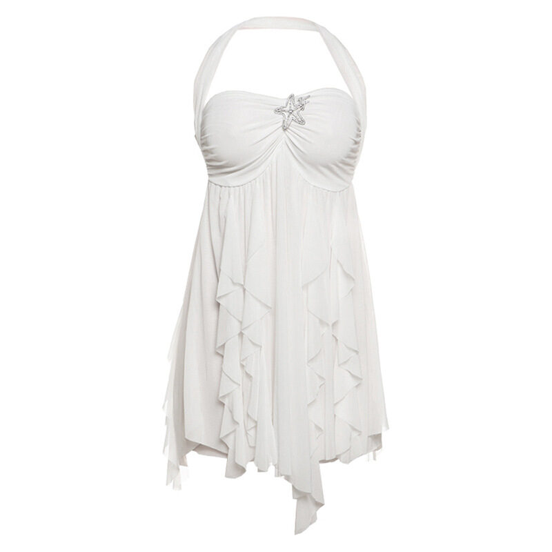 Ins Halter Neck Backless Dress Summer Sexy Printed