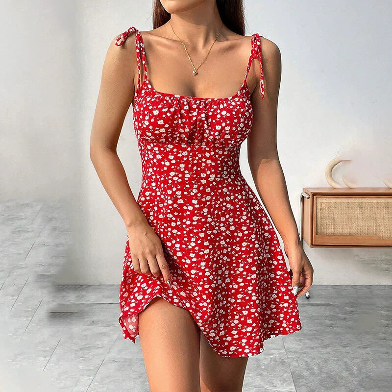 Floral Print Dress Summer Sweet A- Line Waist