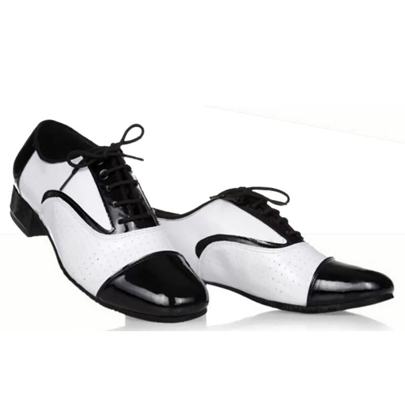Latin Dance Shoes Men's Leather Black And White