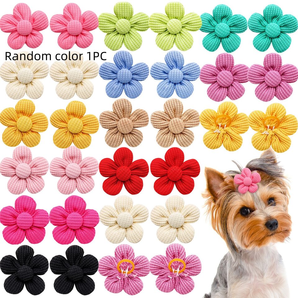Pet Headdress Flower Spring Solid Color Dog Cat