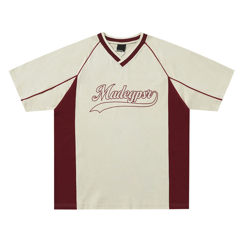 Short-sleeved Men's Summer Color Contrast Patchwork Loose T-shirt