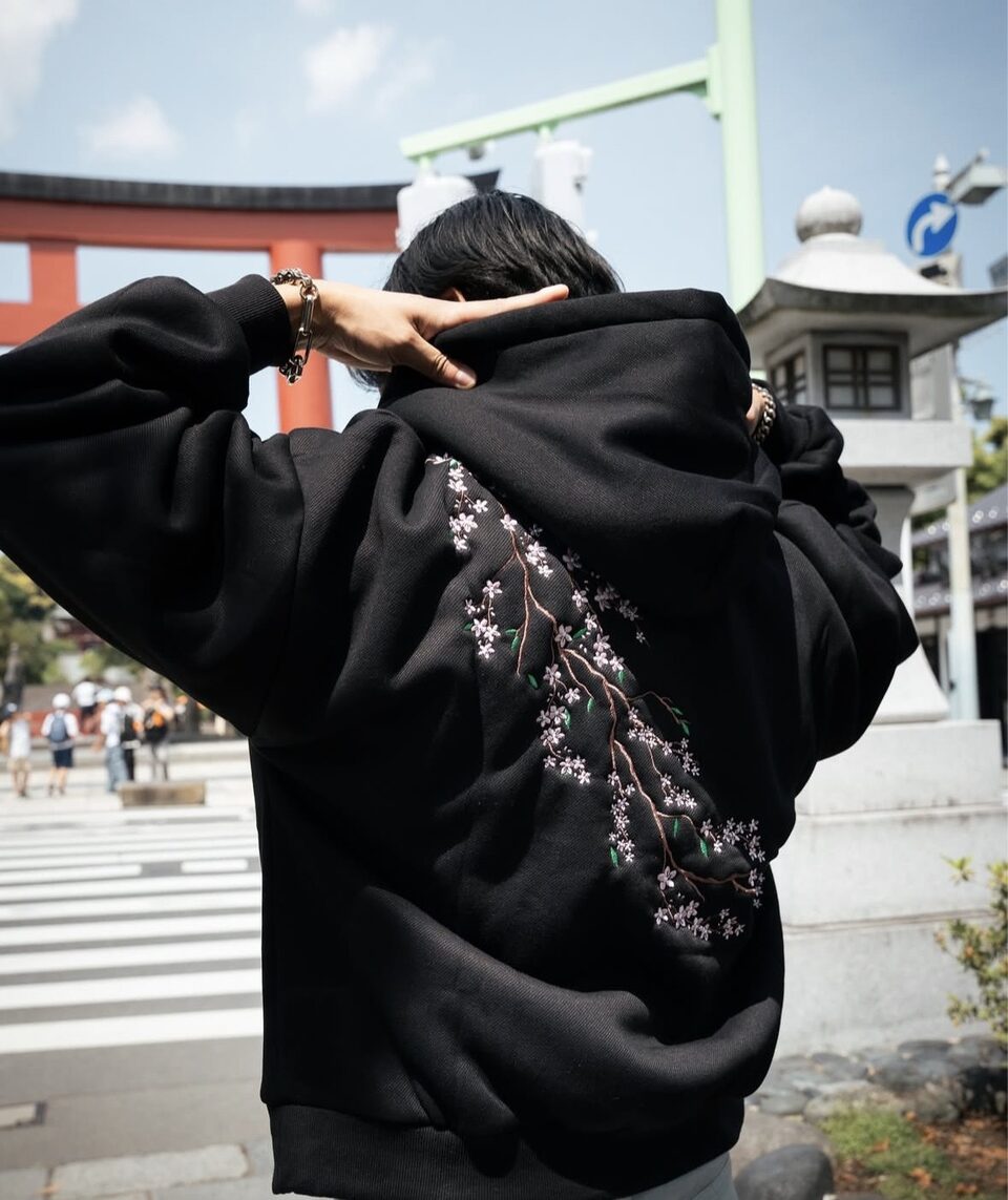 European And American Autumn Winter Cherry Blossom Hooded