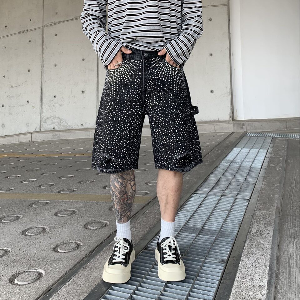 Fashion Work Clothes Gradient Cropped Pants Men