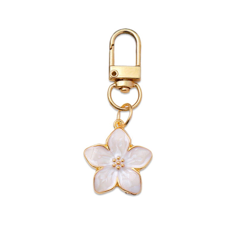 Colorful Oil Necklace Pearlescent Five Petal Flower Cherry