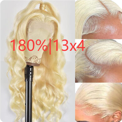 Hand-woven Front Lace Synthetic Wigs Golden Big Wave