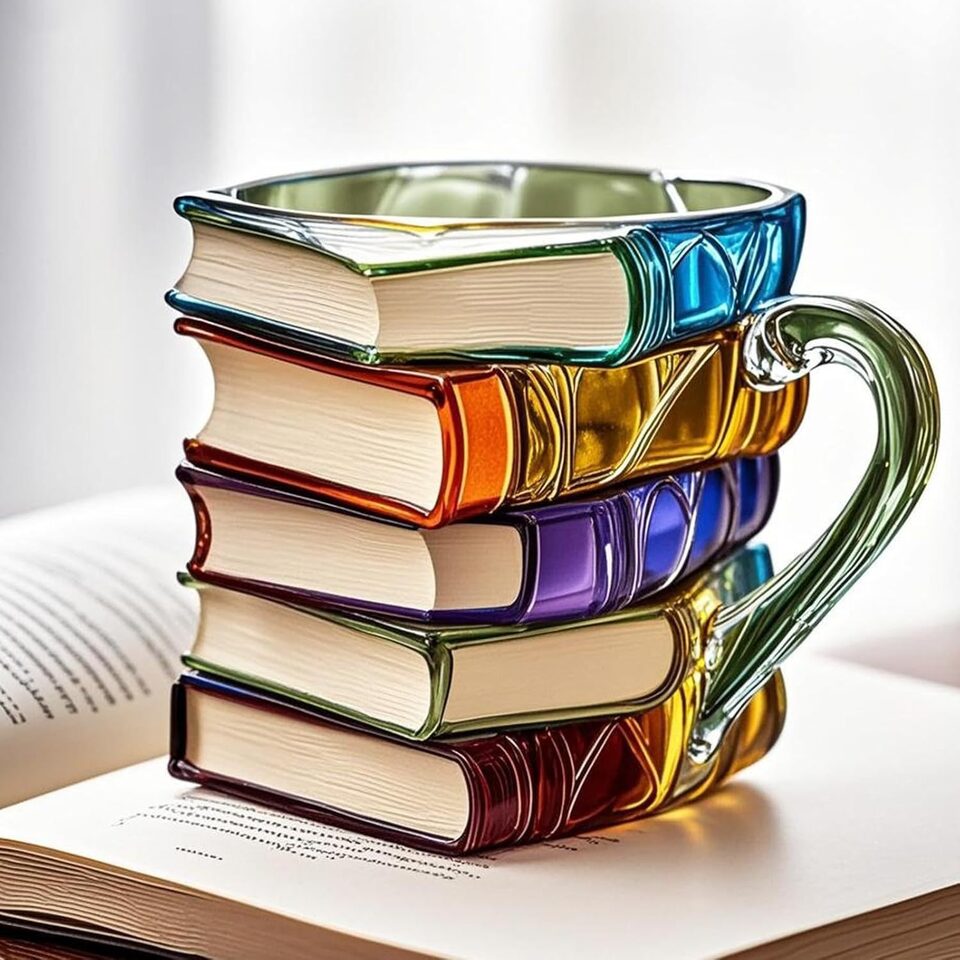 Painted Book Coffee Cup Unique Stacking