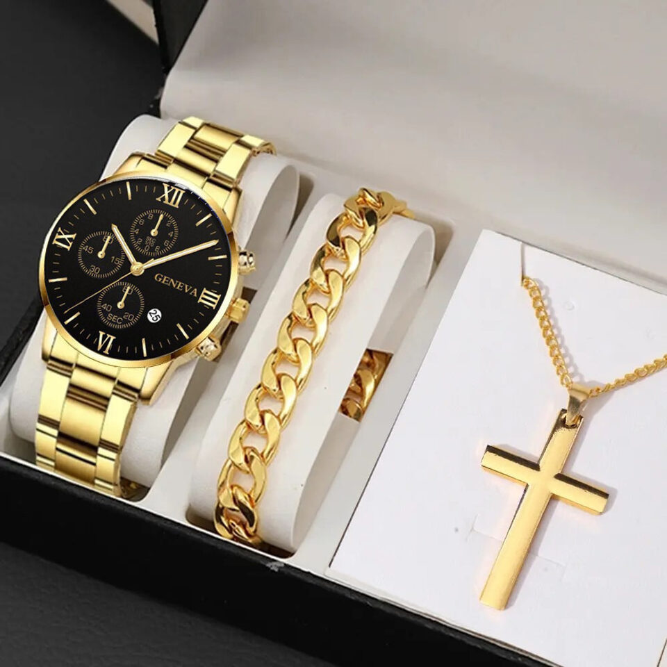 Men's Business Fashion Three-eye Single Calendar Steel Watch