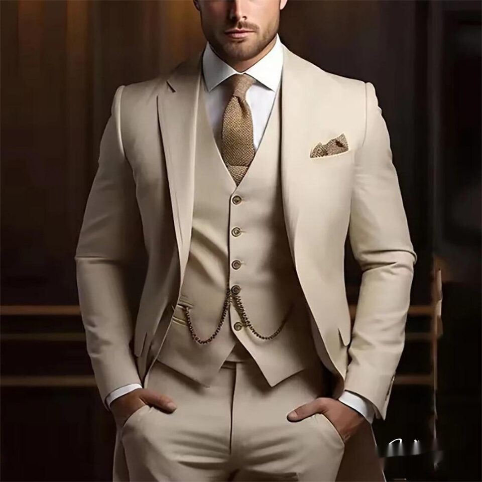 Men's High-grade Gentleman Temperament Slim Suit Three-piece