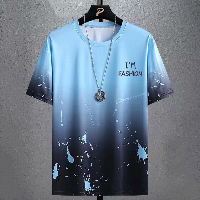 Gradient Half-length Sleeve Versatile Casual T-shirt