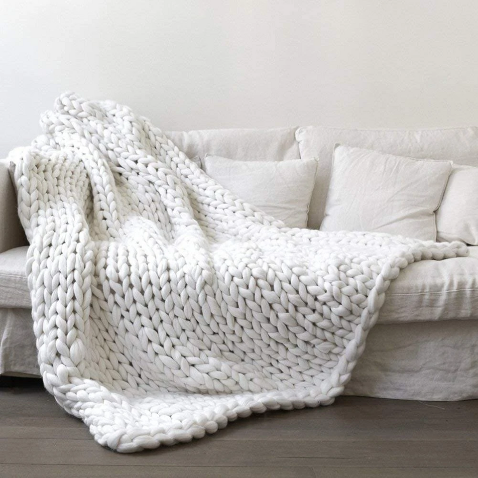 Hand woven woolen blanket Soft Chenille