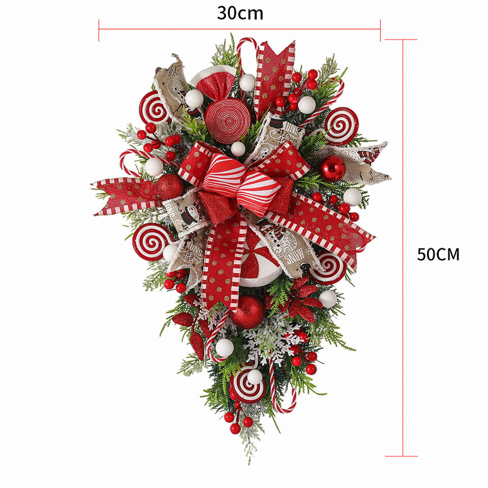 Christmas Wreath Candy Upside Down Tree Garland Artificial