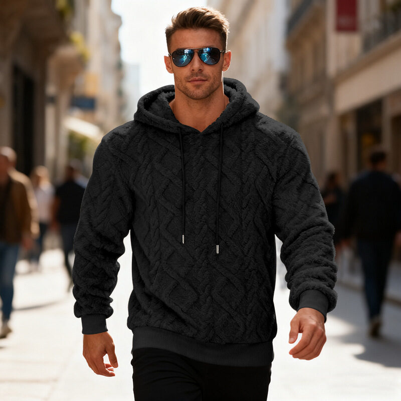 Plush Hooded Sweatshirt Winter Warm Long-sleeved Pullover Top