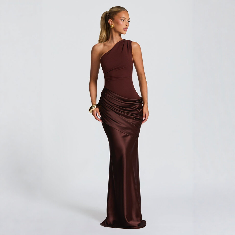 Slim Off-shoulder Bodycon Maxi Dress Solid Color Sleeveless