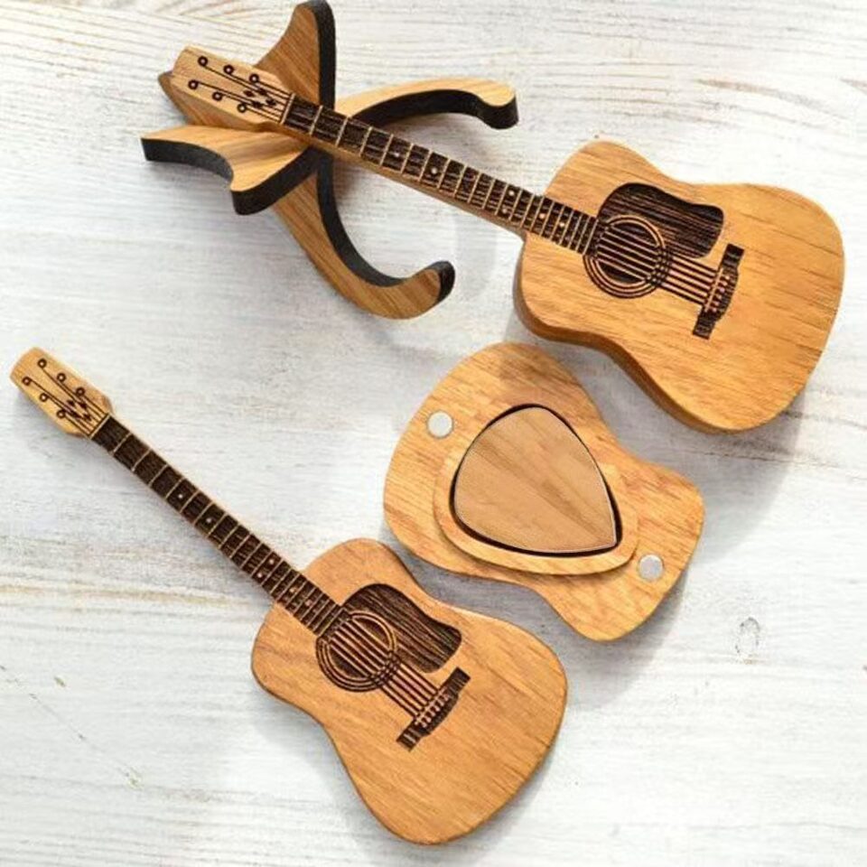 Wooden Personalized Guitar Ornament With Stand