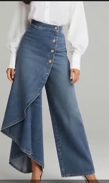 Unique Straight-leg Pants Fashion Large Ruffled Buttons Trousers