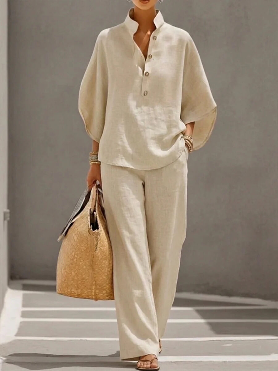 Women's Short-sleeved Suit Summer Loose Pullover Top