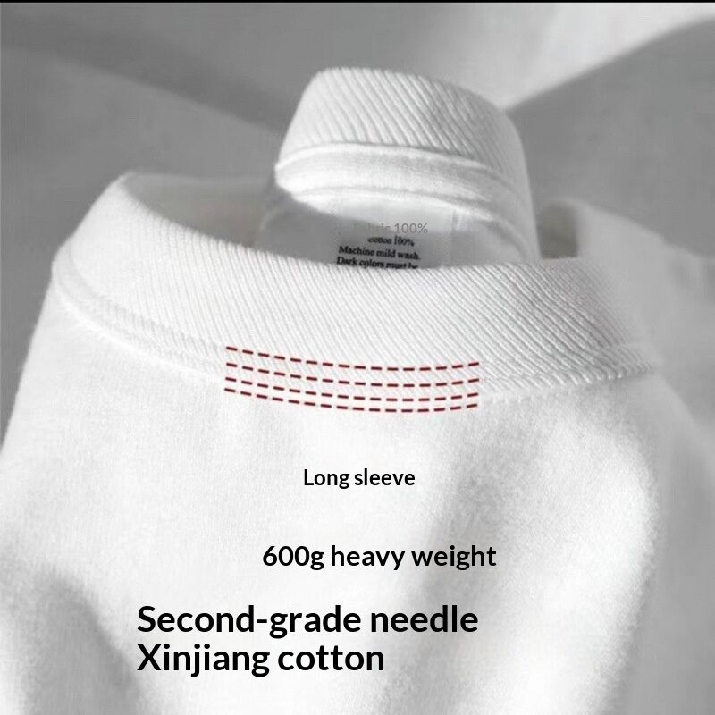 Heavyweight Bamboo-Striped Cotton T-Shirt Men's Xinjiang Long-Staple