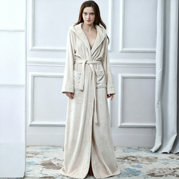 Couples AutumnWinter Hooded Warm Flannel Robe