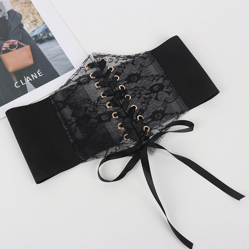 Transparent Lace Elastic Waist Belt For Women Ultra-wide