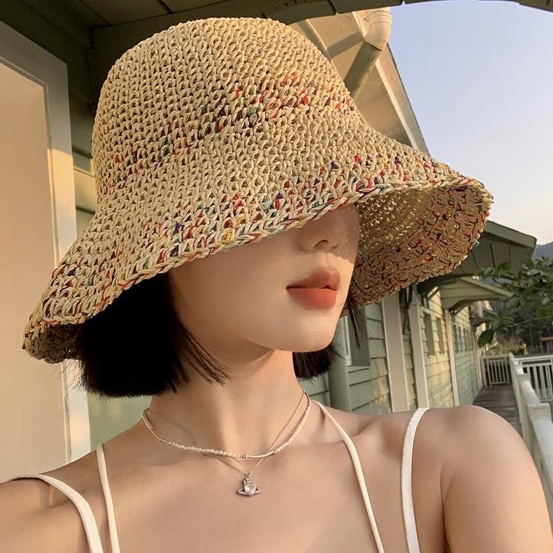 Woven Casual Wide-brimmed Sun Hat For Women
