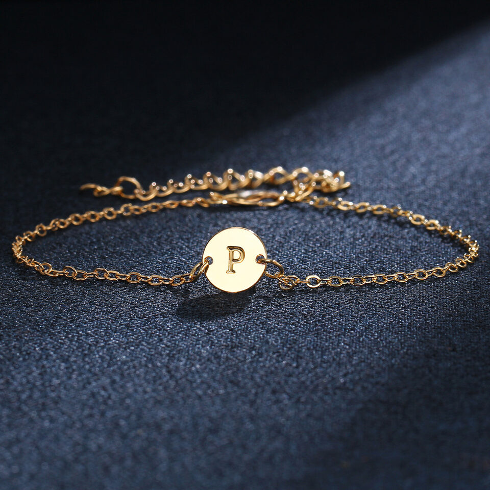 Fashion Jewelry Adjustable Gold Color Alloy Letter Bracelets