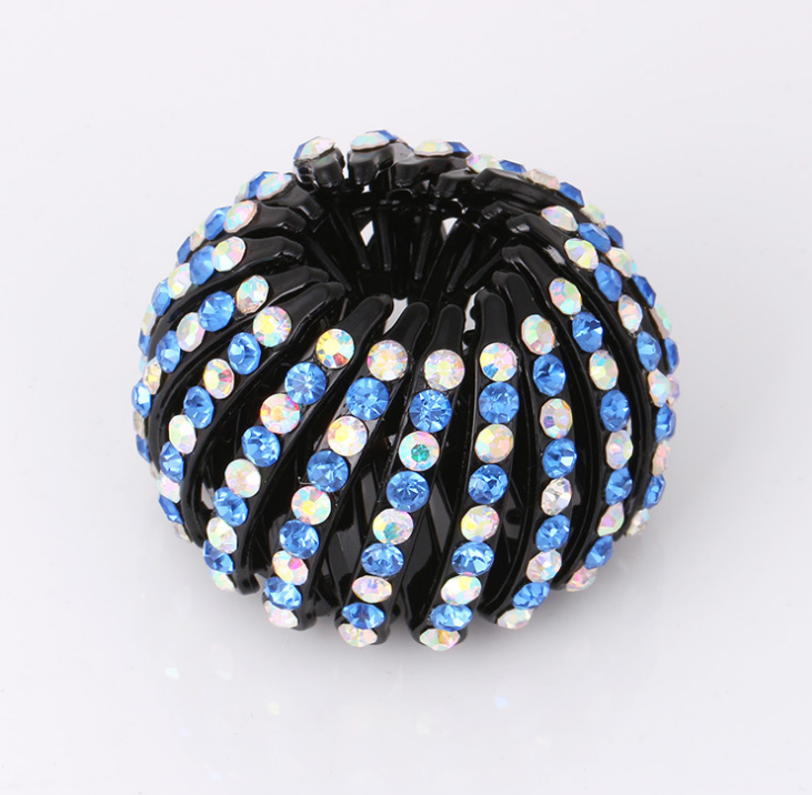 Bird's Nest Hairpin Color Rhinestone Ponytail Ball
