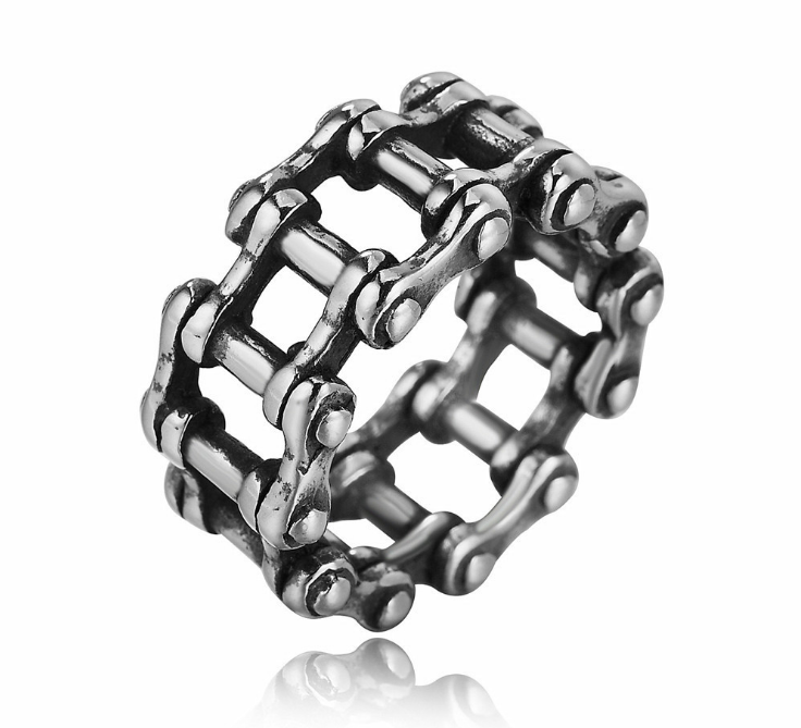 Stainless Steel Link Chain Motorcycle Boy Rings Punk