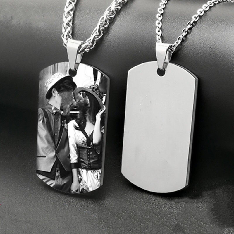 Personalized Nameplate Name Photo Necklace Jewelry Stainless Steel