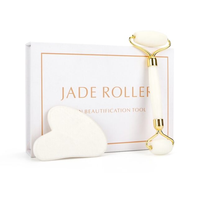 Rose Quartz Roller Slimming Face Massager Lifting Tool