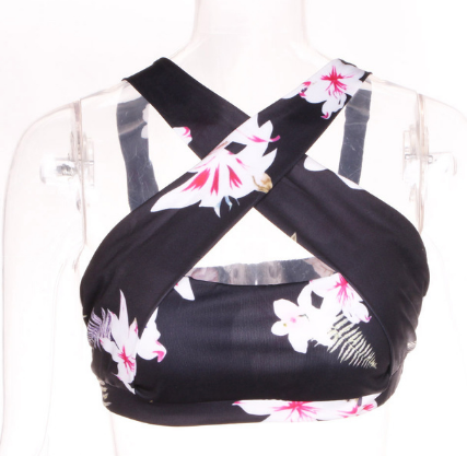 Lily print mosaics net gauze sexy trim yoga
