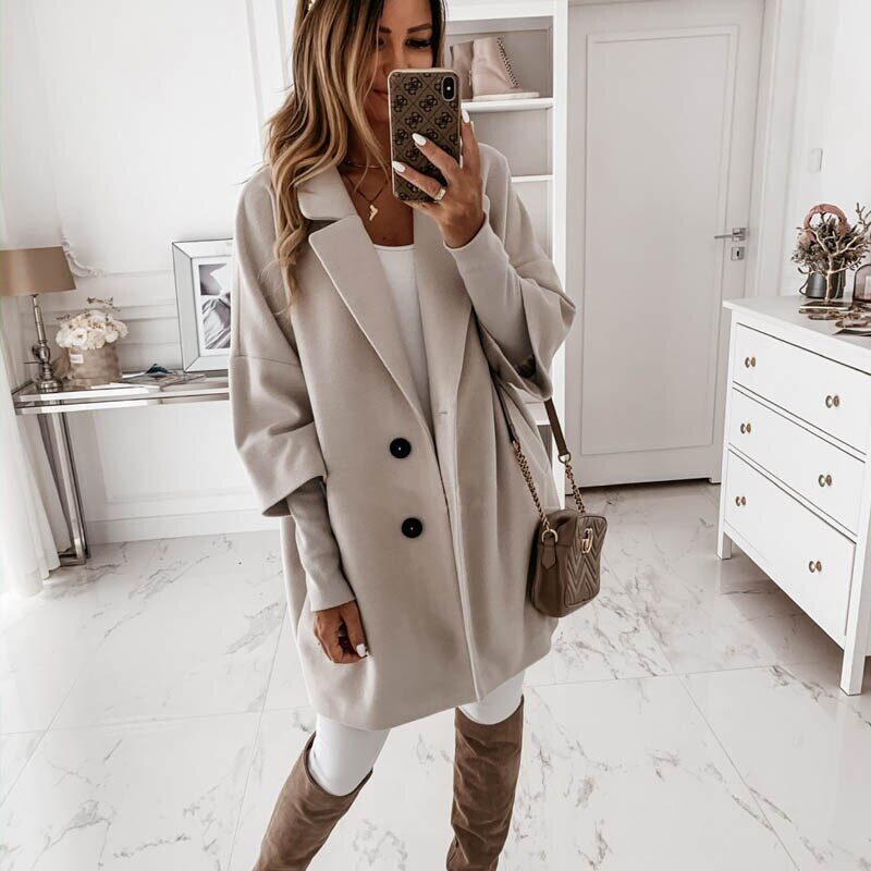 Autumn Winter Women Coats 2XL Plus Long Wool