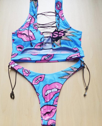 Pineapple Bikini for big boob Women Lace Up