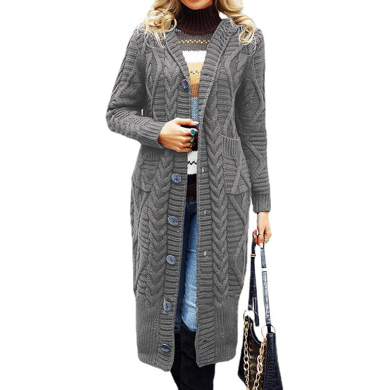 Wool Solid Color Cardigan Loose And Long Oversized