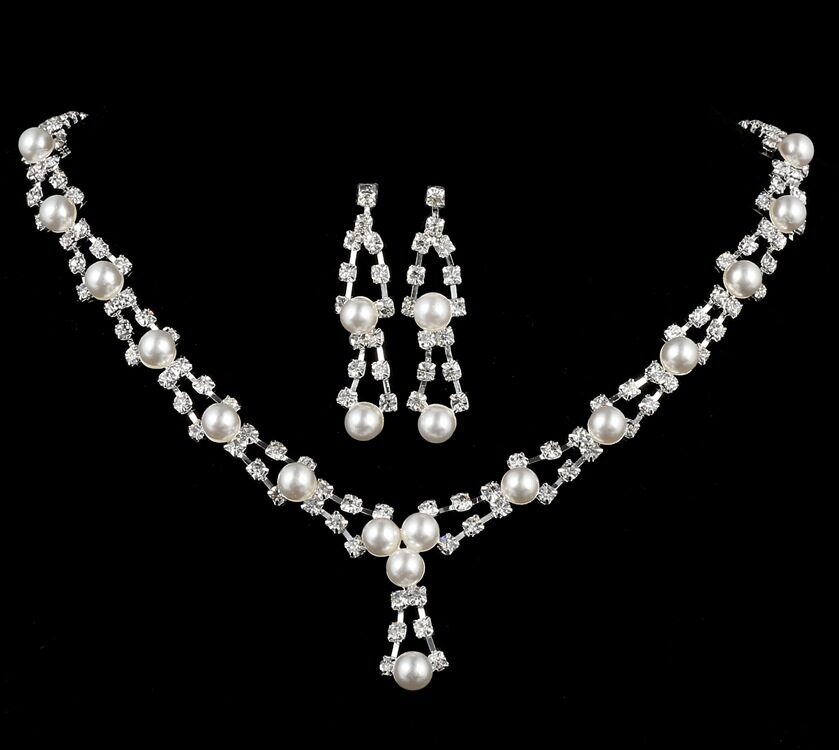 Simple bride jewelry full drill pearl necklace