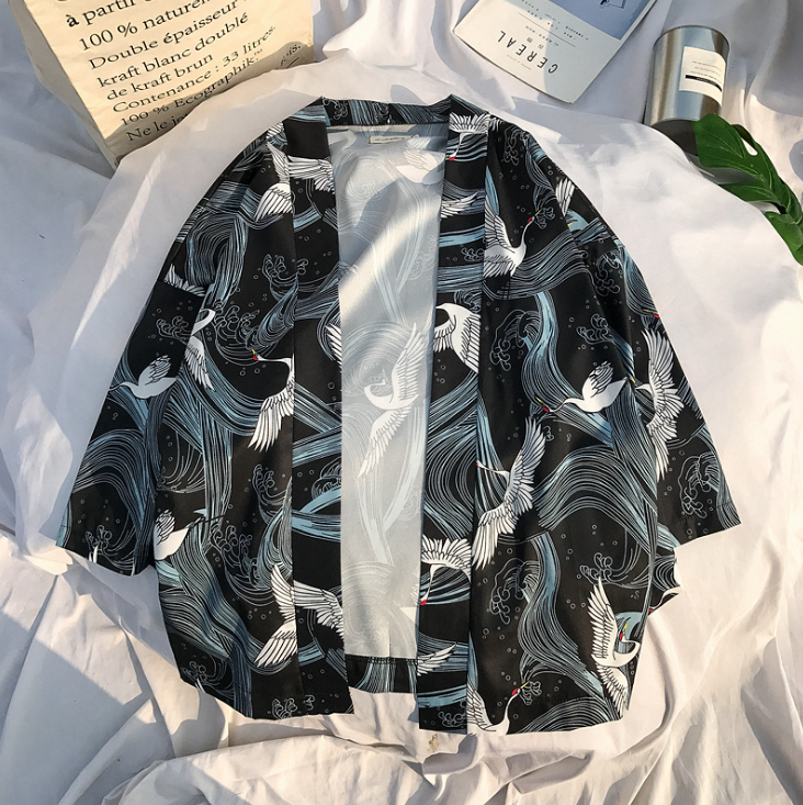 Printed Japanese Style Kimono Jacket cardigan men clothing