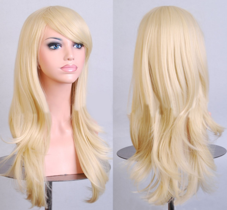 cos long scroll anime cosplay color Europe and America wig gold models
