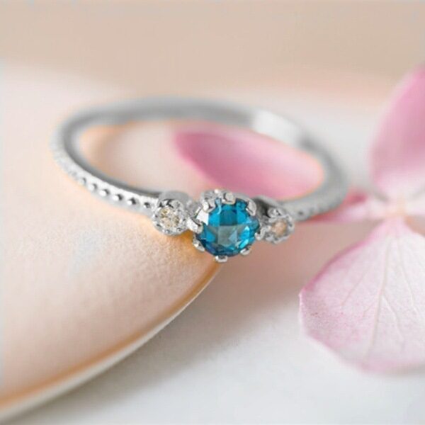 Romad Ocean Blue Rhinestone Rings Women Size 105