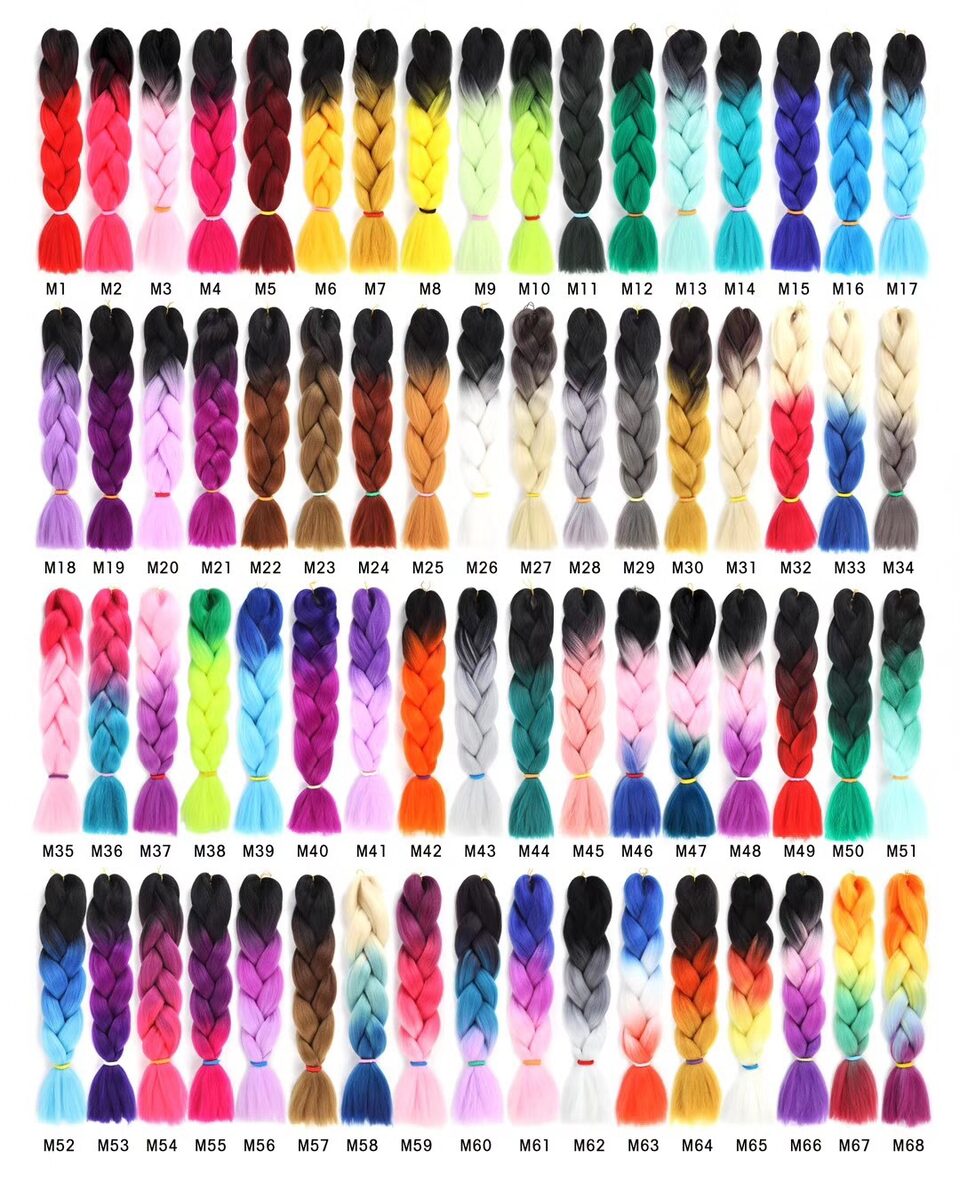 Colorful Synthetic hair Braids Ombre Braiding Extensions 24Inch
