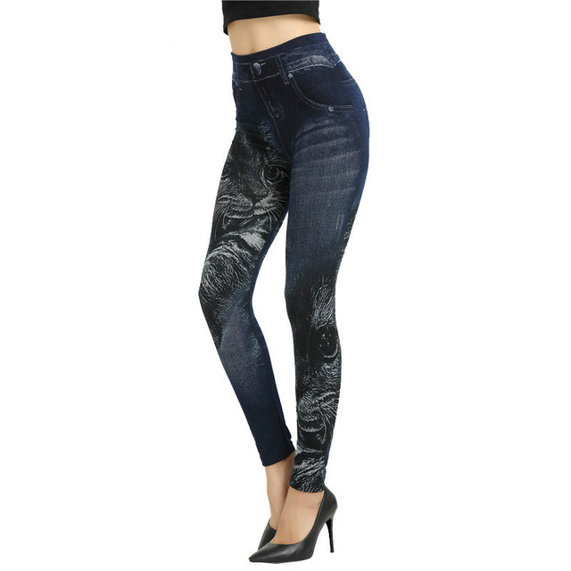 Women Leggings Plus size Faux Denim Jeans