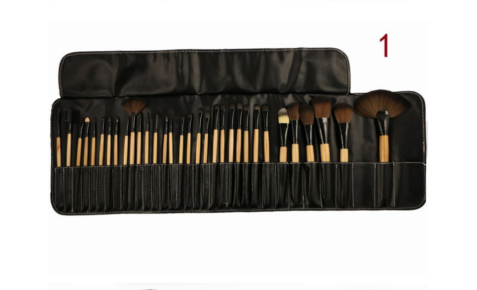 32 black wood color rayon makeup brush professional
