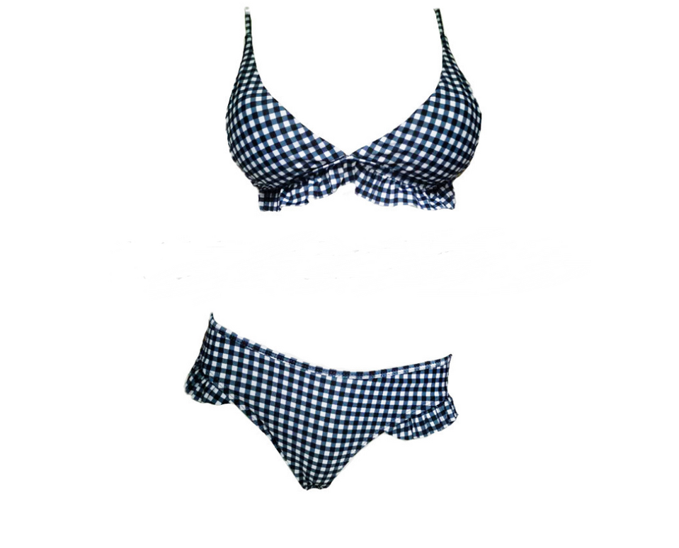 Sexy Plaid Bikini Red Green Bathing Suits