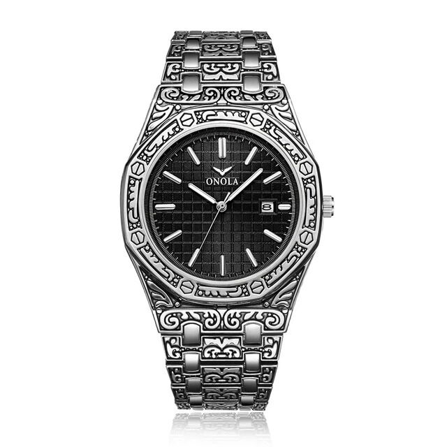 Onola vintage carved watch man waterproof Original steel