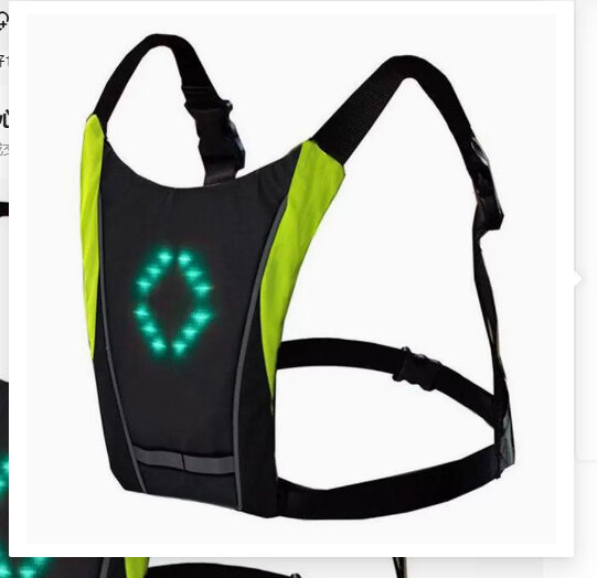 USB Rechargeable Reflective Vest Backpack with LED Turn