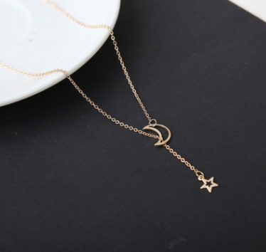 Simple Moon Star Necklace Clavicle Chain Short