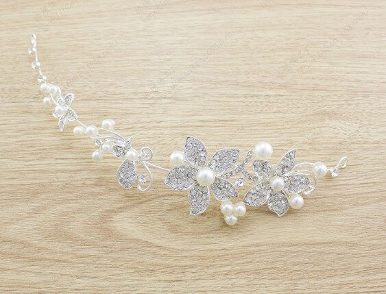 Butterfly Bridal Jewelry Set Chain Pearl Three Piece