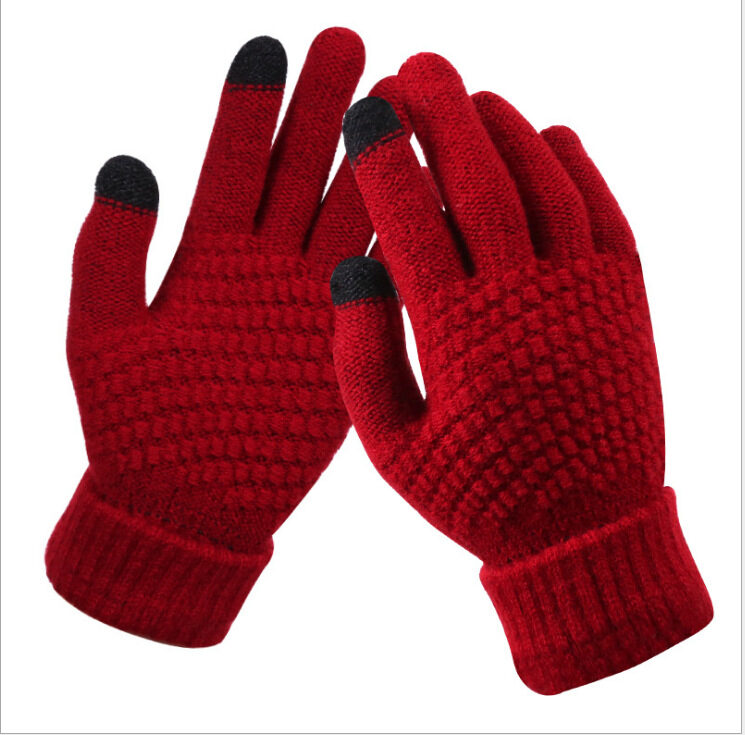 Couple knitted gloves touch screen