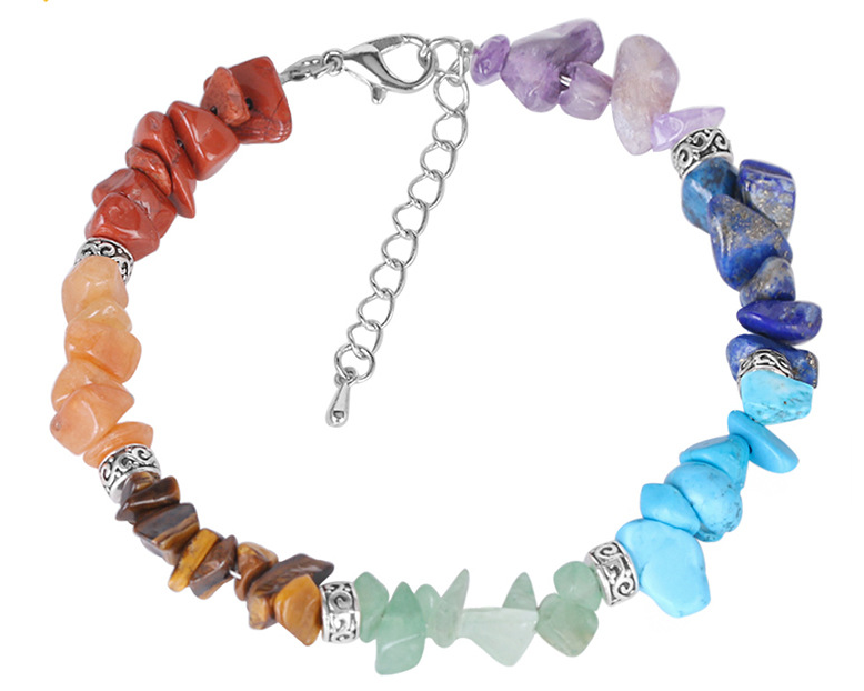 Gravel bracelet 7 chakra extension chain