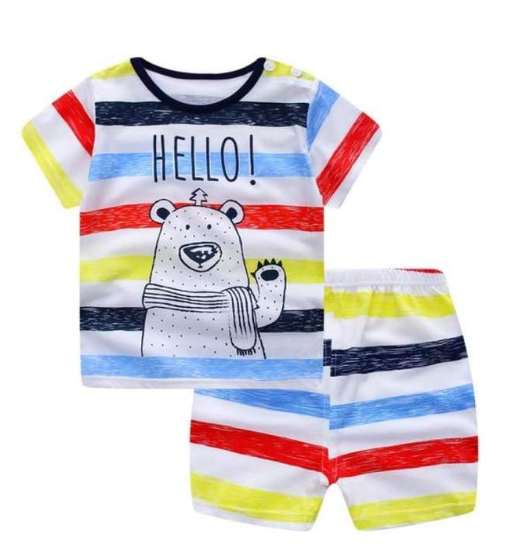 new children's summer clothing short-sleeved suit cotton boy