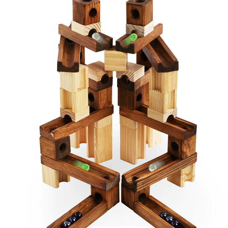 Wood Marbles Building Run Maze Ball Blocks Rollercoaster