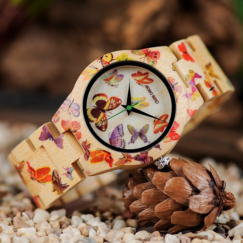 BOBO BIRD O20 Butterfly Print Women Watches All